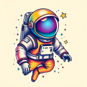 Gradient Color Astronaut Tattoo