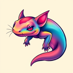 Gradient Color Axolotl Tattoo