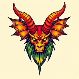 Gradient Color Baphomet Tattoo
