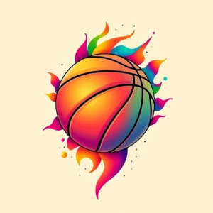 Gradient Color Basketball Tattoo
