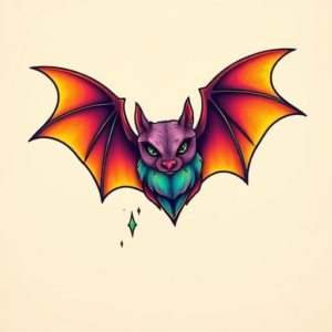 Gradient Color Bat Tattoo