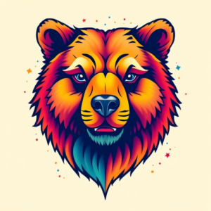 Gradient Color Bear Tattoo