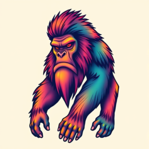 Gradient Color Bigfoot Tattoo