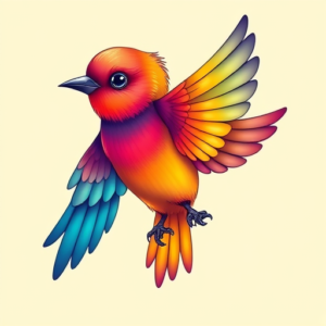 Gradient Color Bird Tattoo