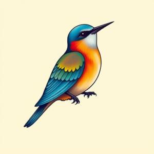 Gradient Color Bluebird Tattoo