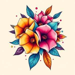 Gradient Color Bouquet Tattoo