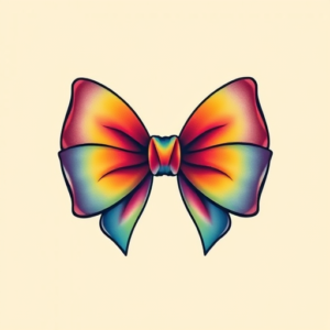 Gradient Color Bow Tattoo