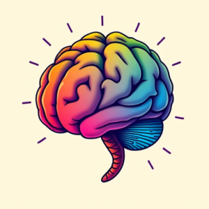 Gradient Color Brain Tattoo