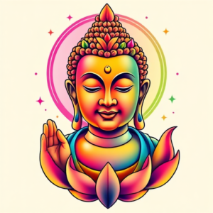 Gradient Color Buddha Tattoo