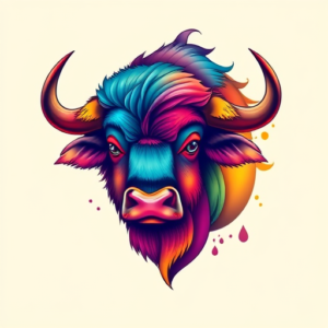 Gradient Color Buffalo Tattoo
