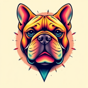 Gradient Color Bulldog Tattoo