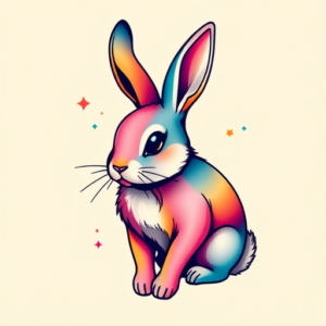 Gradient Color Bunny Tattoo