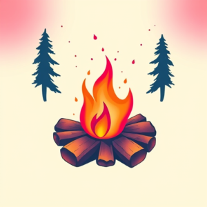 Gradient Color Campfire Tattoo