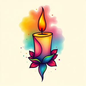 Gradient Color Candle Tattoo