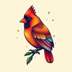 Gradient Color Cardinal Tattoo