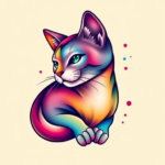 Gradient Color Cat Tattoo
