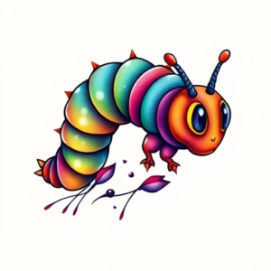 Gradient Color Caterpillar Tattoo
