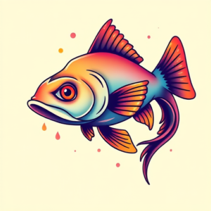 Gradient Color Catfish Tattoo