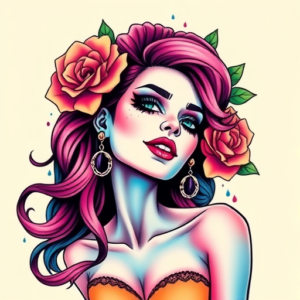 Gradient Color Catrina Tattoo