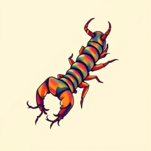 Gradient Color Centipede Tattoo
