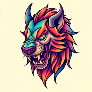 Gradient Color Cerberus Tattoo