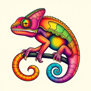 Gradient Color Chameleon Tattoo