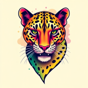 Gradient Color Cheetah Tattoo