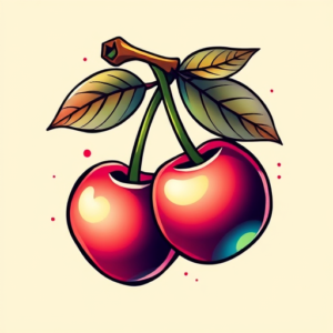 Gradient Color Cherry Tattoo