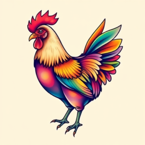 Gradient Color Chicken Tattoo