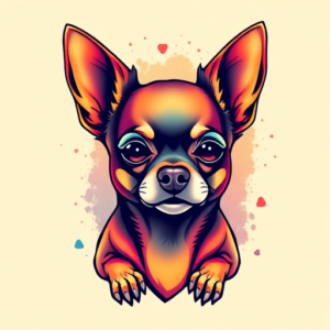 Gradient Color Chihuahua Tattoo