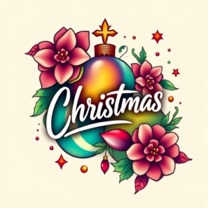 Gradient Color Christmas Tattoo