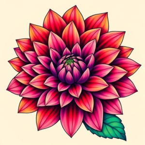 Gradient Color Chrysanthemum Tattoo