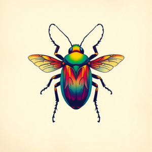 Gradient Color Cicada Tattoo