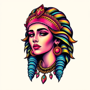 Gradient Color Cleopatra Tattoo