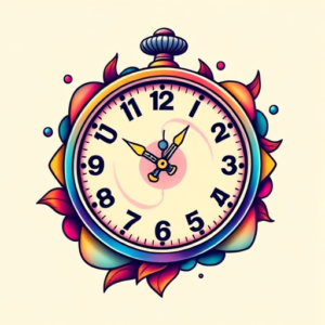 Gradient Color Clock Tattoo