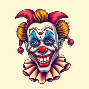 Gradient Color Clown Tattoo
