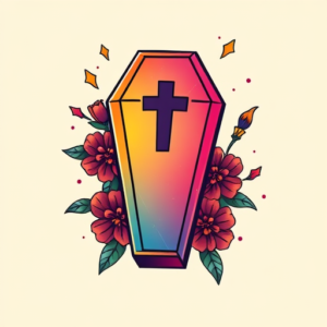 Gradient Color Coffin Tattoo