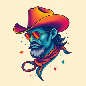 Gradient Color Cowboy Tattoo