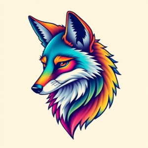 Gradient Color Coyote Tattoo