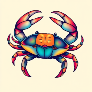 Gradient Color Crab Tattoo