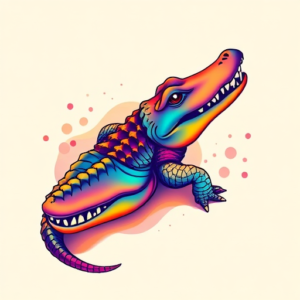 Gradient Color Crocodile Tattoo
