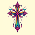 Gradient Color Cross Tattoo