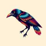 Gradient Color Crow Tattoo