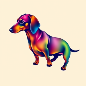 Gradient Color Dachshund Tattoo
