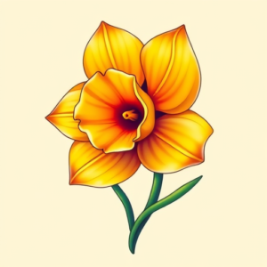 Gradient Color Daffodil Tattoo