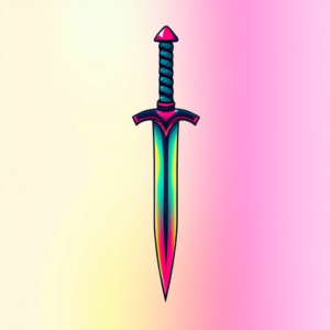 Gradient Color Dagger Tattoo