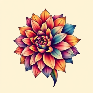 Gradient Color Dahlia Tattoo