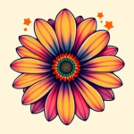 Gradient Color Daisy Tattoo