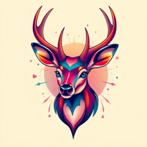 Gradient Color Deer Tattoo