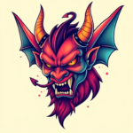 Gradient Color Demon Tattoo
